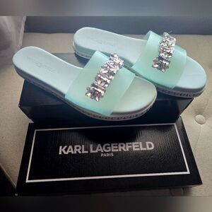Karl Lagerfeld Women's Aqua Slide Sandals
